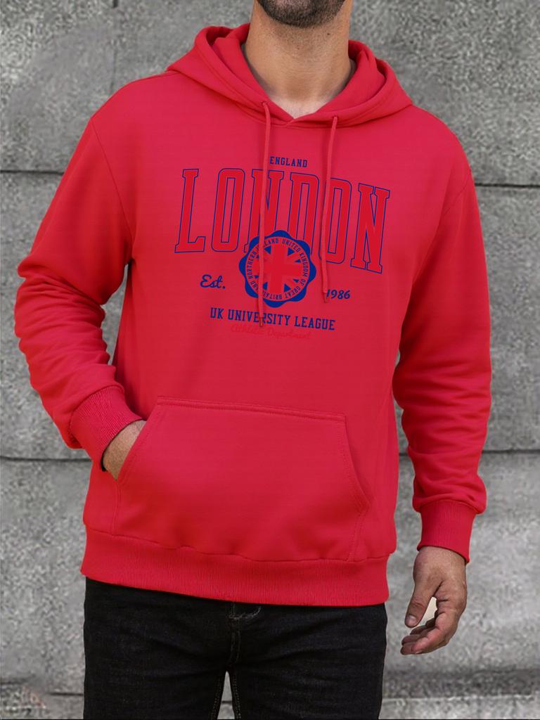 London England 1986 Kunst Briefdruck Herren Sweatshirt Warmer Fleece Hoodie Street Oversize Kapuzenpullover Herbst Lässig Weich Herren Oberteile