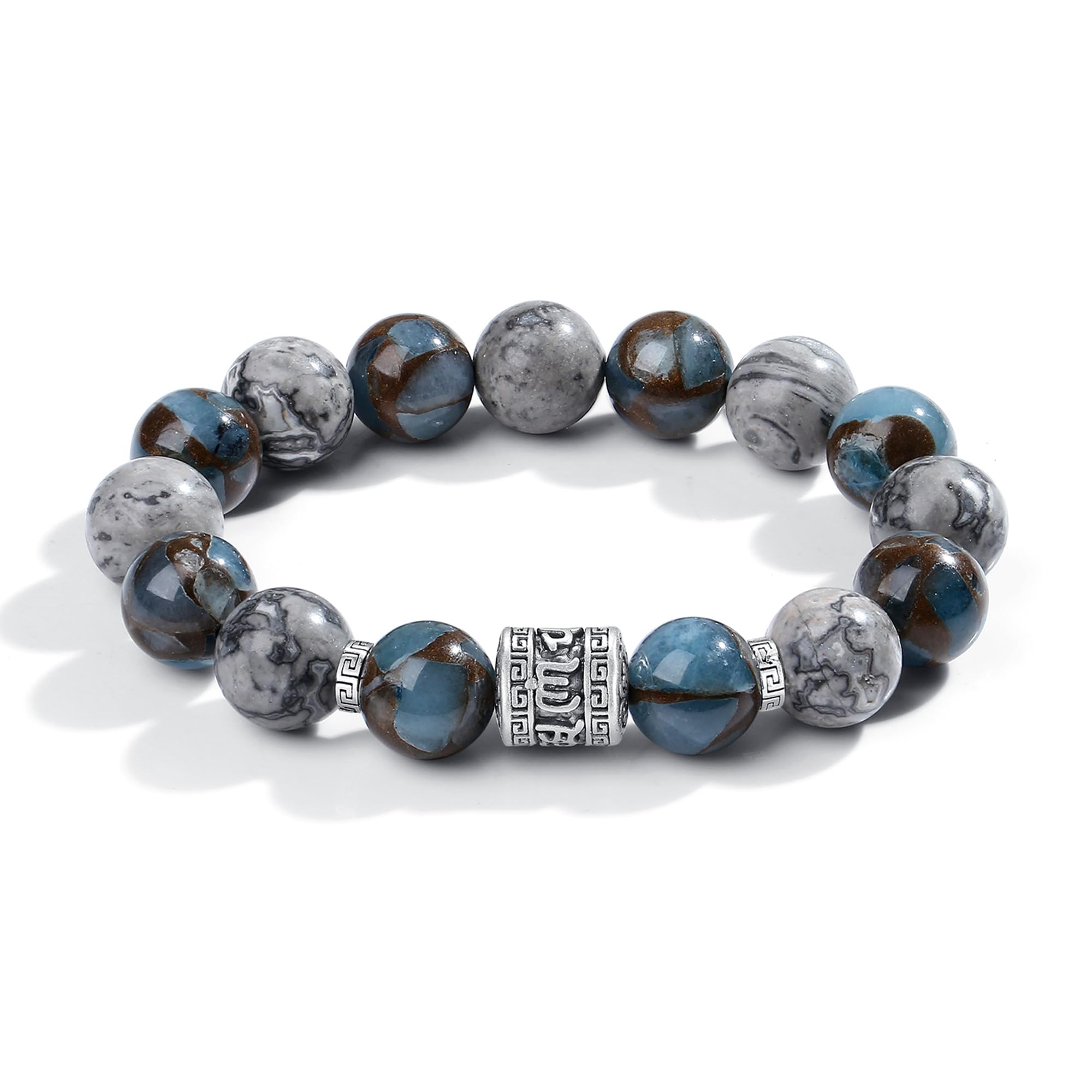

Bracelet for Natural Power Silver Hypoallergenic to Blue Large Ball White Day [Silver Thunder] Men, Stone, Stone, 999, Metals, Goldstone, Bracelet,