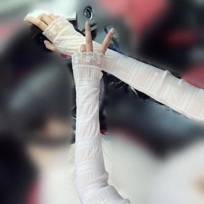 Chiffon Lace Sleeve Splicing Thin Sunscreen Sleeve for Women, Long Summer UV Protection, Driving and Cycling Ice Sleeve KTB