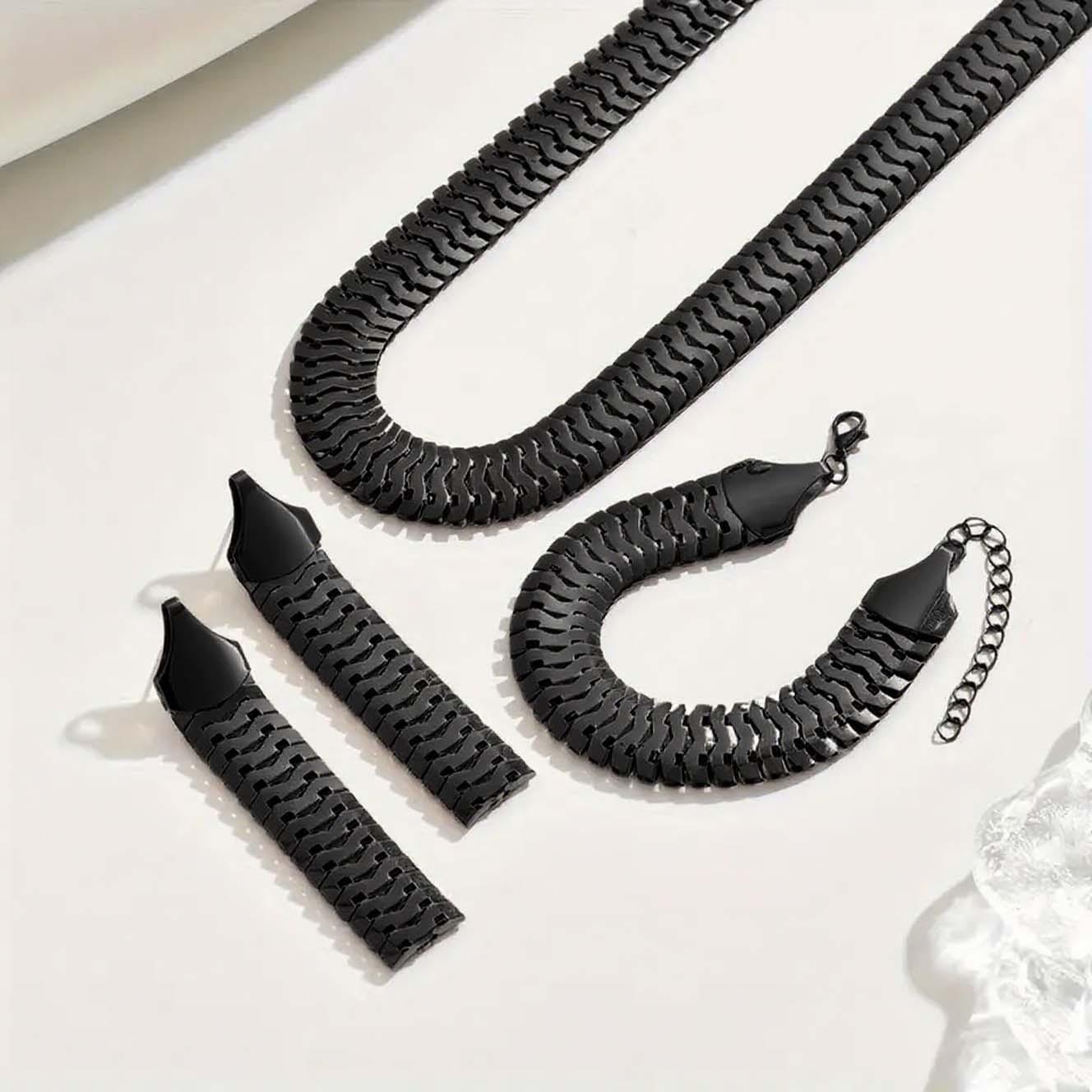 

Классический стиль, колье, браслет, серьги, набор украшений, подходит для повседневной носки, универсальные женские аксессуары чёрный