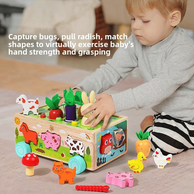 Rabbit Wooden Farm Car Paired Puzzle Toy For Childrens Educational Skills Play