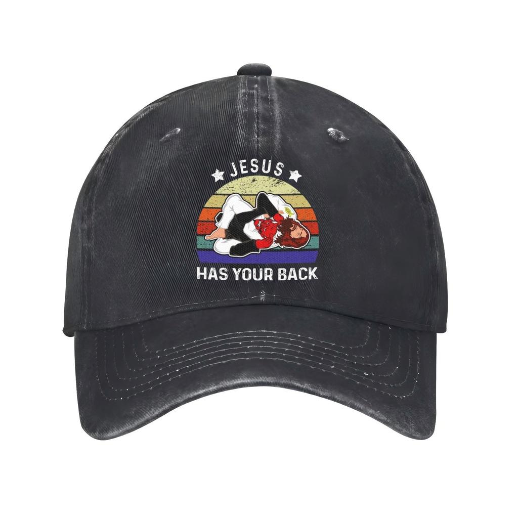 Jesus Has Your Back Jiu Jitsu Graphic Baseball Cap Cotton Adjustable Sports Hat Casual Outdoor Unisex Cap