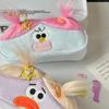 Funny Fried Hair Pencil Case DIY Long Hair Doll Pencil Case Box Large Capacity Zipper Organizer Storage Bag Stationery Organizer