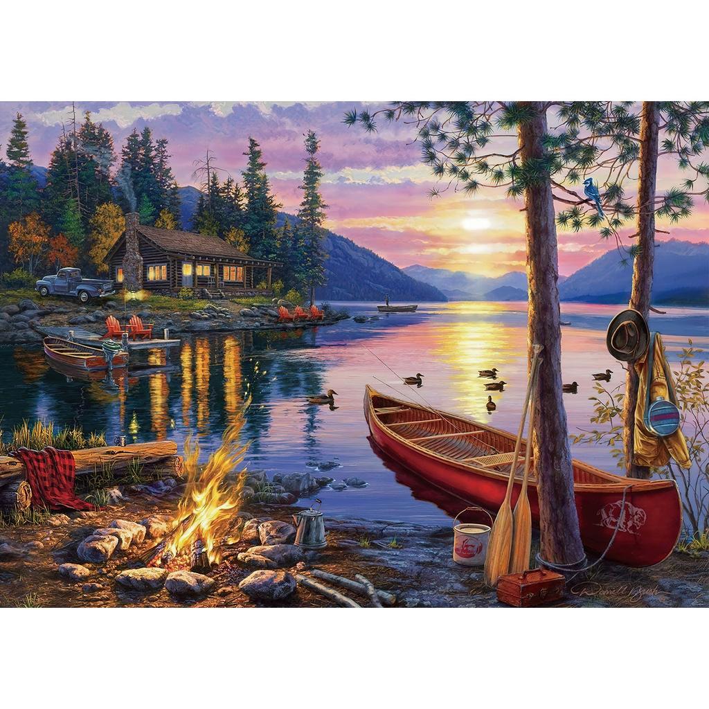 1000pcs Darrell Bush Canoe Lake Jigsaw Puzzles for Adults Home Decor Games Family Fun Floor Puzzles Educational Toys for Kids
