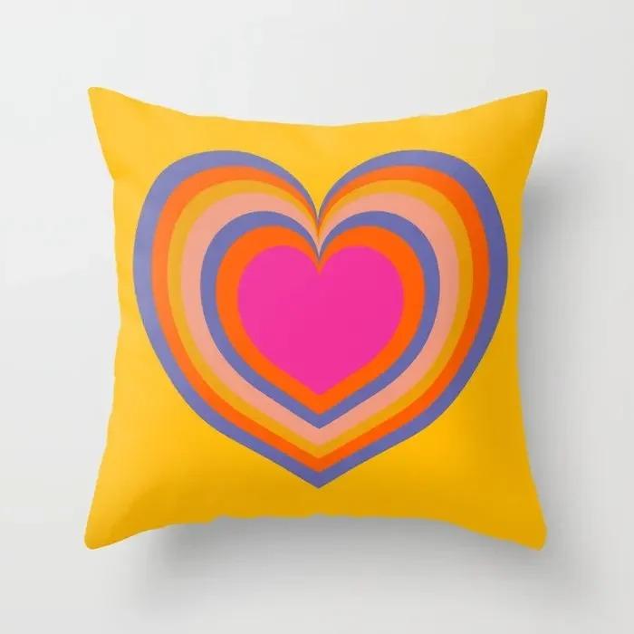 Pink Red Morandi Geometric Abstract Decorative Home Pillowcase Cushion Cover