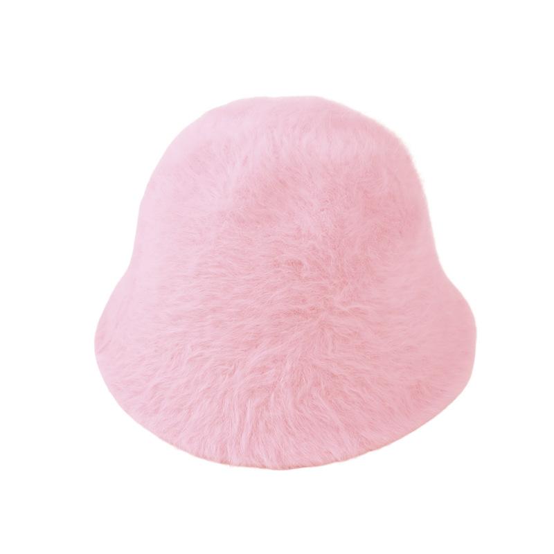 Autumn and winter new imitation rabbit fur bucket hat women's fashion street shot warm hat thickened dome versatile fisherman hat