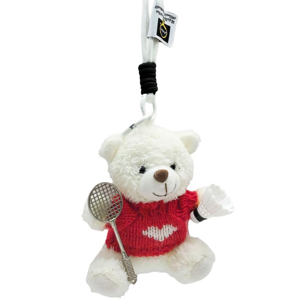 Cute Table Tennis Bear Doll Sweater Bear Keychain Bag Pendant Creative Plush Doll Gift Small Pendant