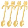 Cute Cat Coffee Spoon Stainless Steel Teaspoons Ice Cream Dessert Snack Scoops Cartoon Mini Cats Spoons Tableware Kitchen Tools