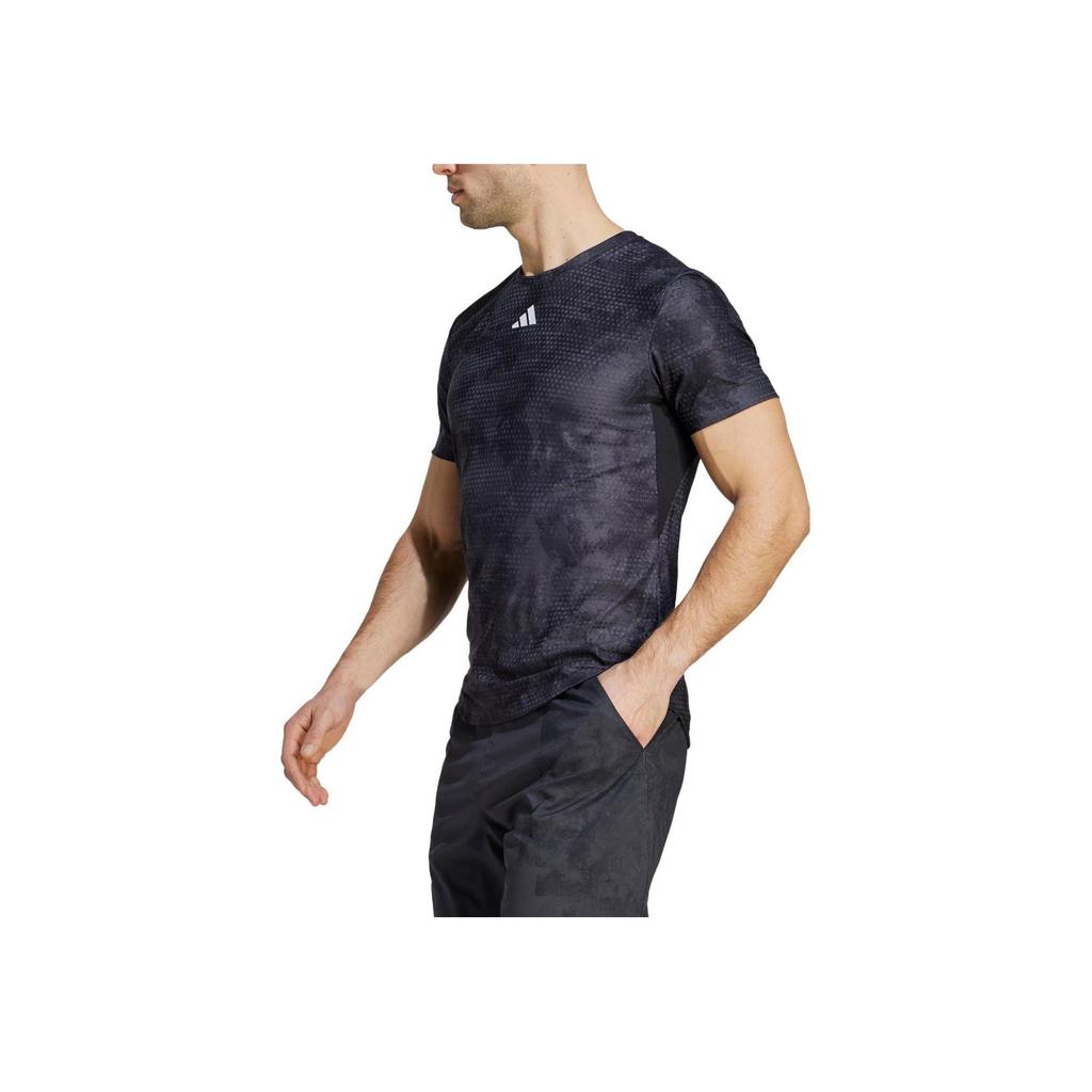 Adidas Logo Print Tennis Sport Round Neck Short Sleeve T-Shirt Men Tops Gray IB4606