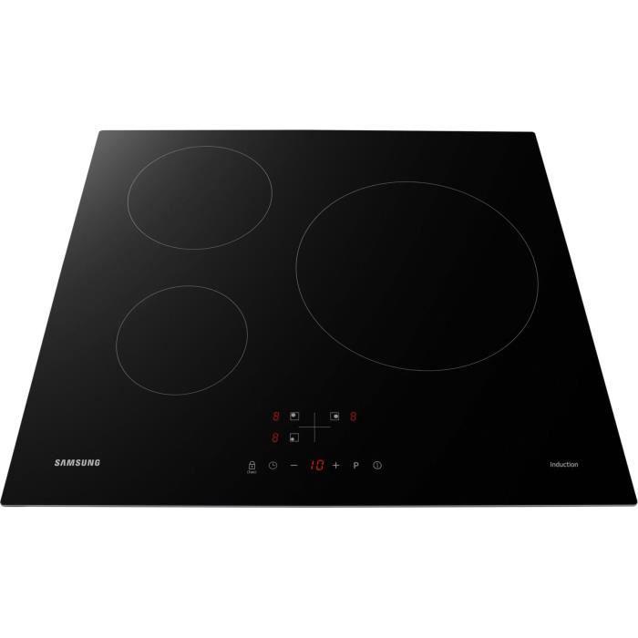 Plaque de cuisson induction - SAMSUNG - 3 zones - L59 x P57 cm - NZ63M3NM1BB/UR - 7200 W - Revêtement verre - Noir