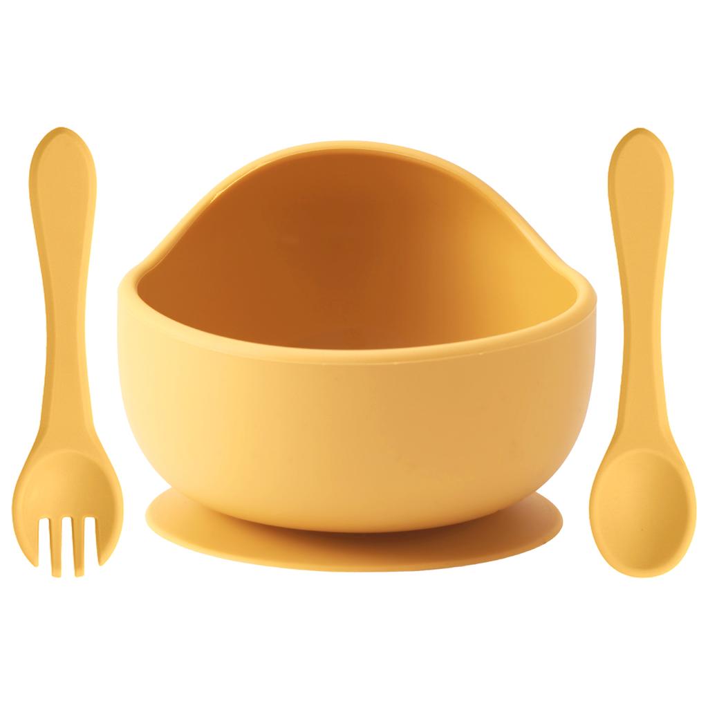 Color Kids 3-delat Silikon Baby Matset Sugskål BPA-fri Småbarn Självmatning Träningssked Gaffel Porslin Gåvor