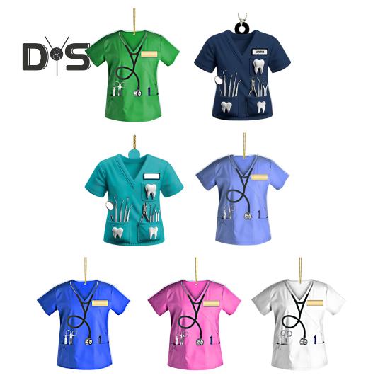 Nurse Uniform Shape Decoration Flat Acrylic Hanging Ornament Keyring Pendant Gift for Nurses Doctors Car Bag Decoration
