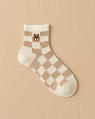 5 párů kotníkových ponožek Teddy Bear, pohodlné, roztomilé krátké ponožky, dámské punčochy a punčochy