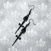 Fashionable Black Bat And Swords Earrings Punk Gothic Jewelry Fashion Accessory For Role Play Costume
