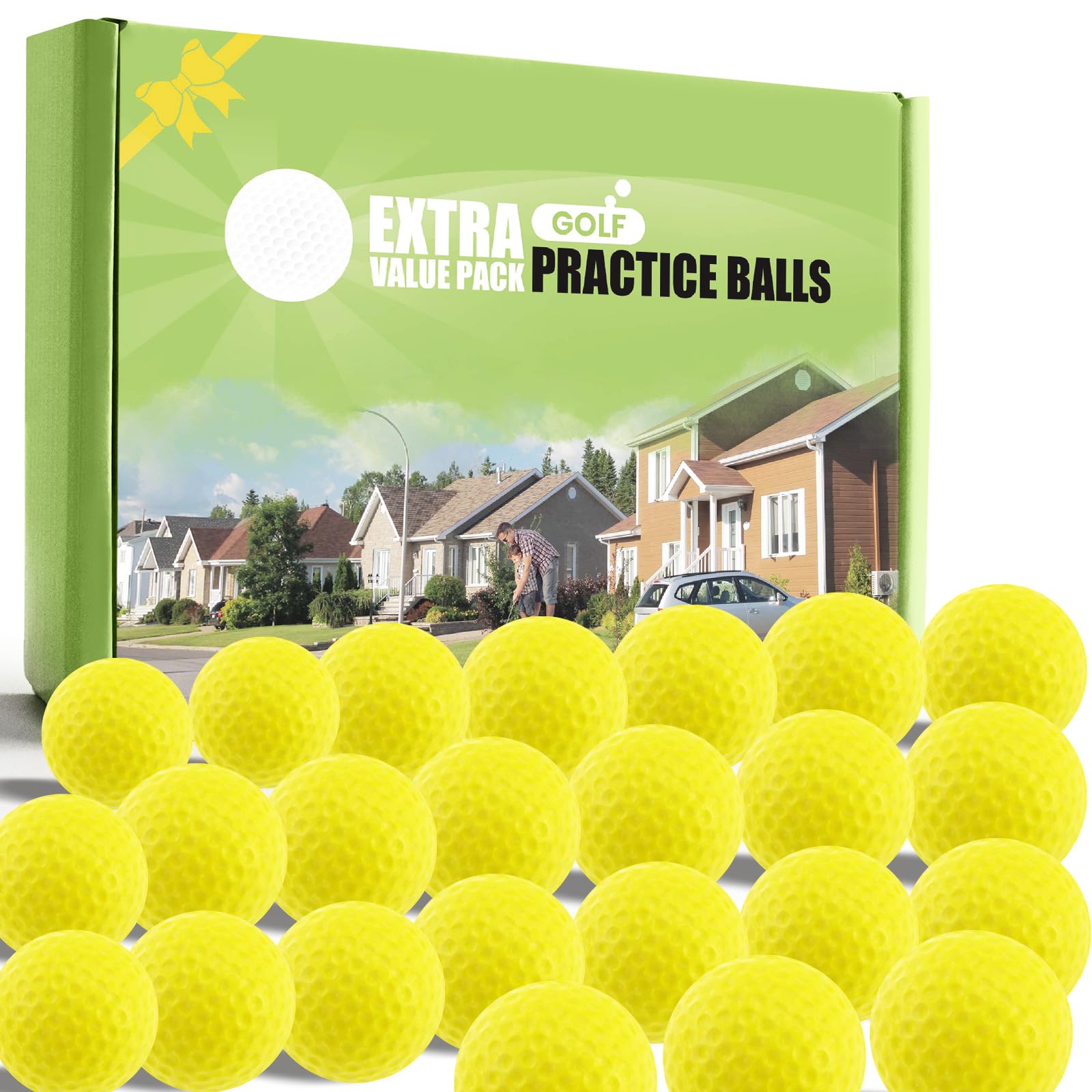 

Weighted Golf Soft and Dimpled for Realistic Large Capacity Approach Golf Training Aid Balls, 15g/Piece, Safe, Flight, Indoor/Outdoor Use, 12/24