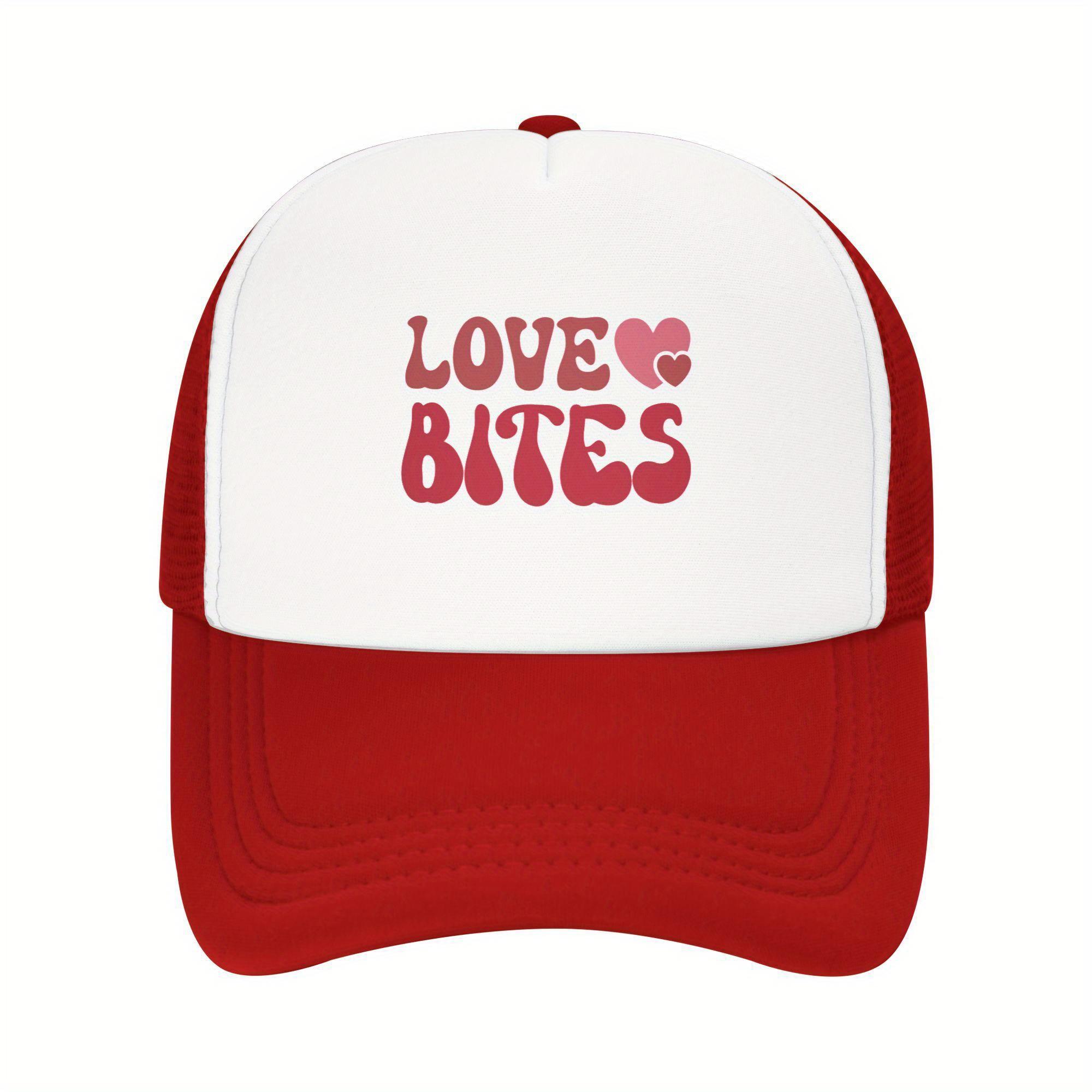 Love Bites Graphic Trucker Hat Breathable Mesh Baseball Cap Casual TwoTone Style Adult One Size