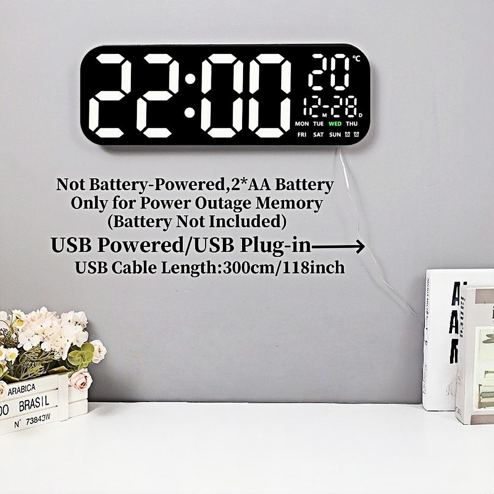 Große Digitale Wanduhr Fernbedienung TEMP Datum Woche 2 Alarme Timer 12/24H 10 Stufen Helligkeit Automatische Helligkeitsregelung LED Wecker
