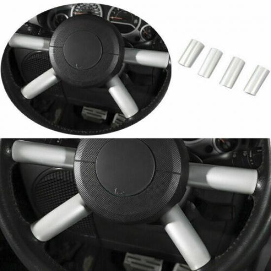 4pcs Car Steering Wheel Cover Trim Bezels For Jeep Wrangler JK 2007-2010 Silver
