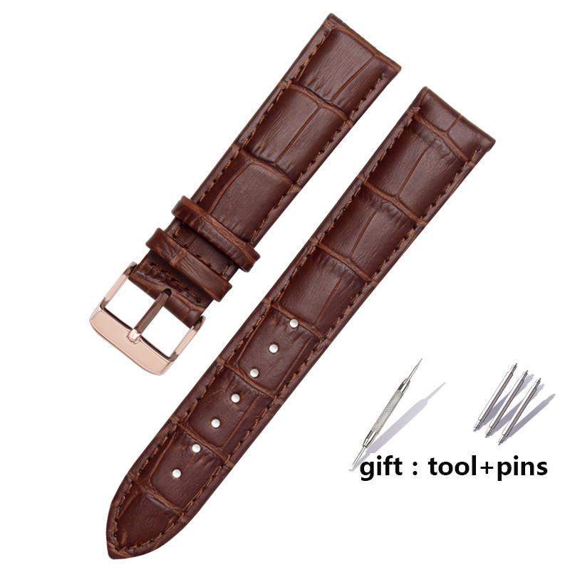 For Brand Genuine Leather Black Watchband Straps Size 12mm 14mm 15mm 16mm 18mm 19mm 20mm 21mm 22mm 24mm Watch Wristband Bracelet