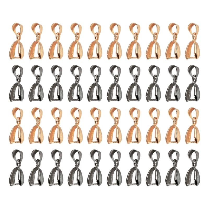 40Pcs Metal Pinch Clip Bail Clasp Copper Dangle Necklace Pendant Clamps Findings Jewelry Making Supplies