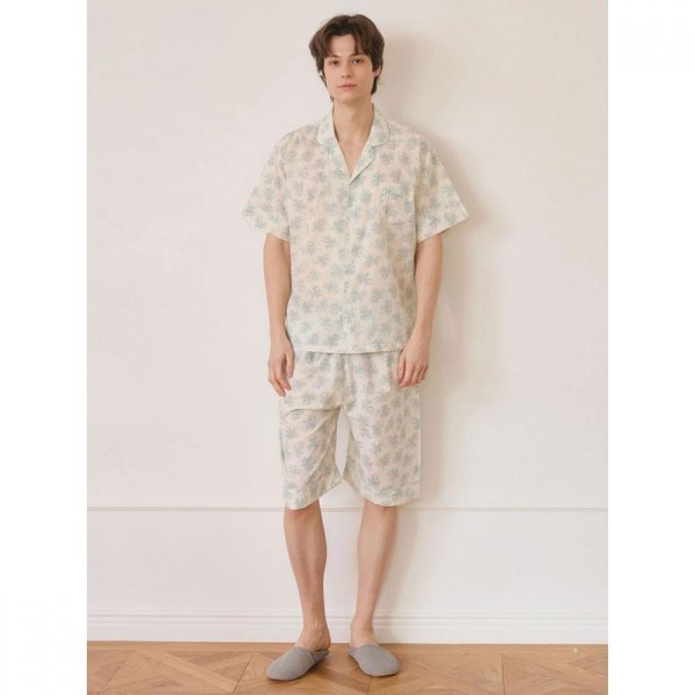 Lunaluz Men S Cocopalm Cotton Short Sleeve Two Piece pajamaS