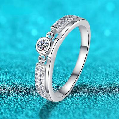 0,1 CT 3 mm zertifizierter Moissanit-Ring für Damen, halber Enternity-Diamant, Ehering, S925-Sterlingsilber, Party-Schmuck, GRA