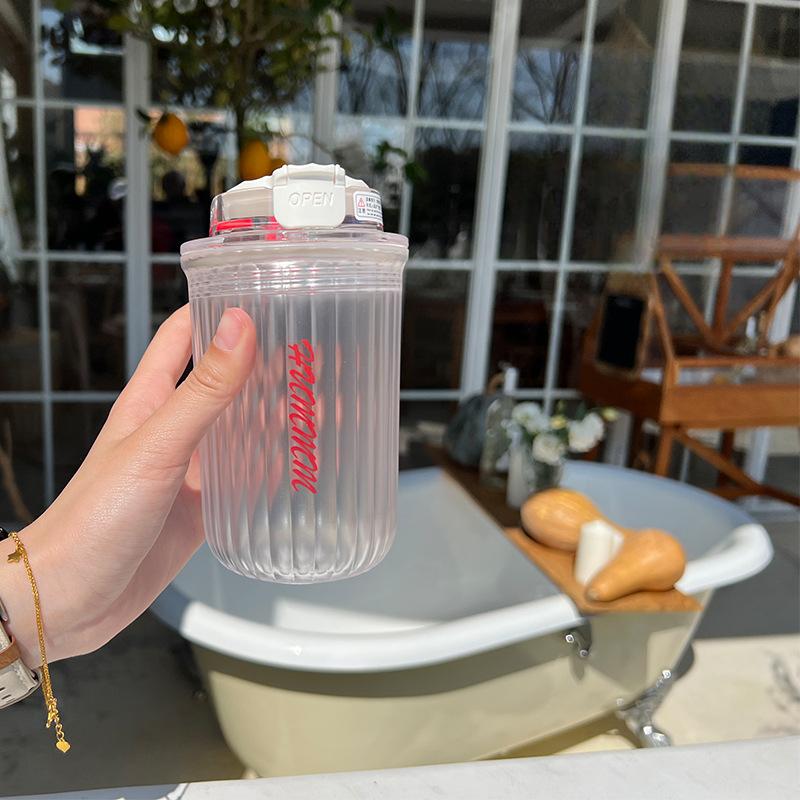 Creative Frosted Coffee Cup with Straw for Office Men Women Tea Compartment Flower Tea Cup Student Dorm Plastic Cup 480ml