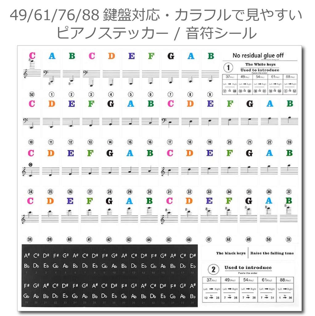 ColorfylCoco Compatible with 49 61 76 88 Keyboard Piano Stickers Piano Stickers for Pasting Tweezers Included Keyboard Keyboard Musical Note Stickers