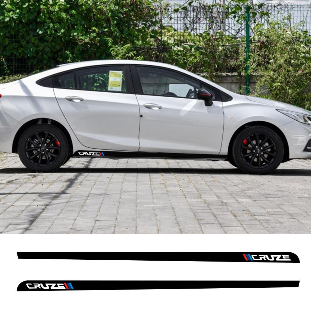 

2 шт., автомобильные длинные полоски, наклейки для Chevrolet Cruze, аксессуары для тюнинга, авто, обе двери, боковая линия, Стайлинг, виниловая пленка, декор