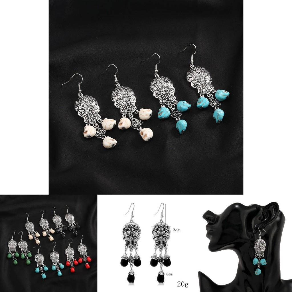 Vintage Style Skeleton Drop Earrings With Electroplated Finish For Women Party Wear
