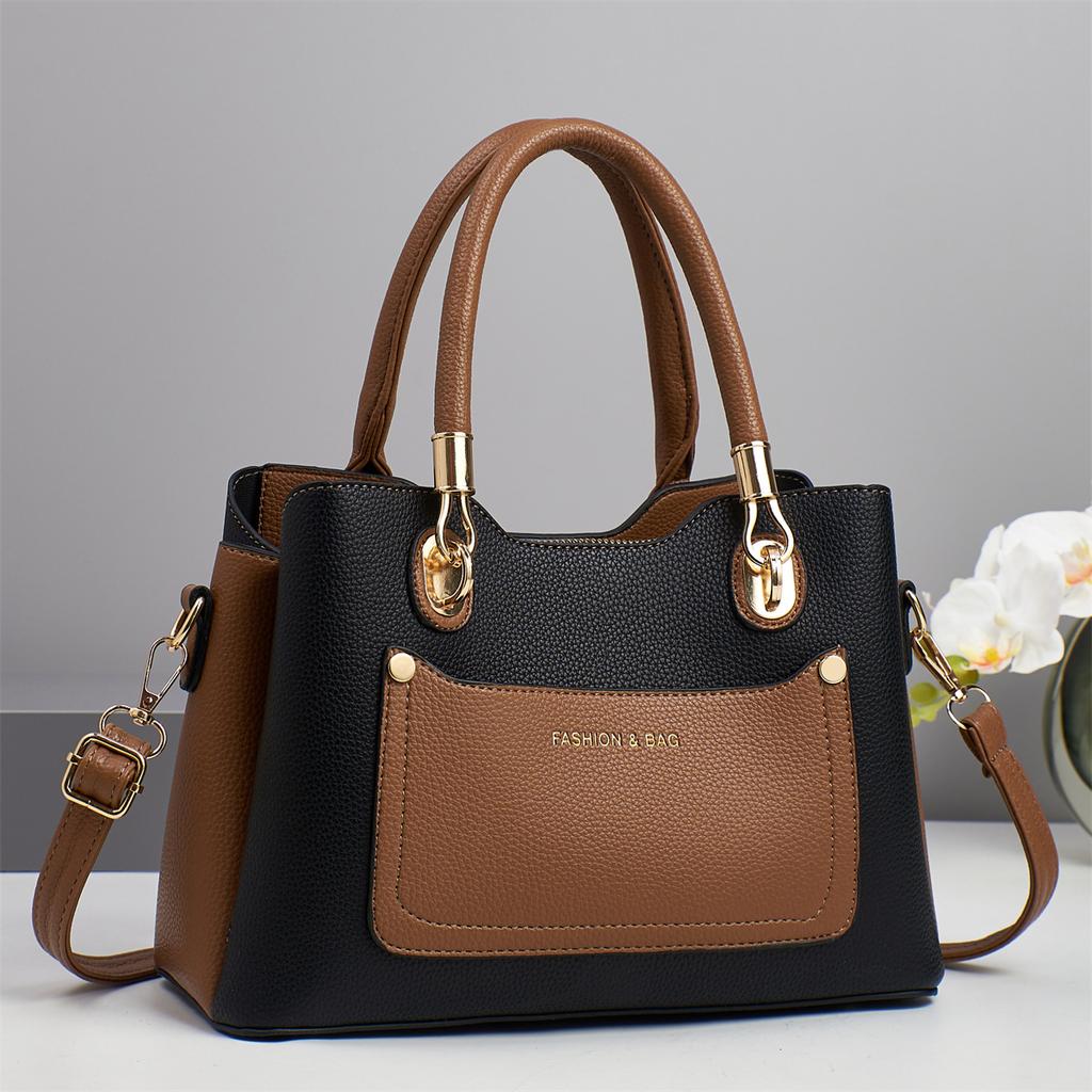 New Splicing Contrasting Color Multi-layer Large Capacity Handbag High Value Simple Shoulder Bag Multi-functional Crossbody Bag Fashionable