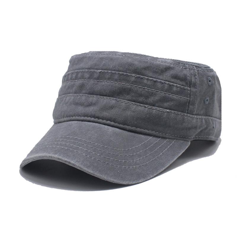 Flat top hat spot solid color washed cotton cap men and women four seasons hat sun hat casual hat