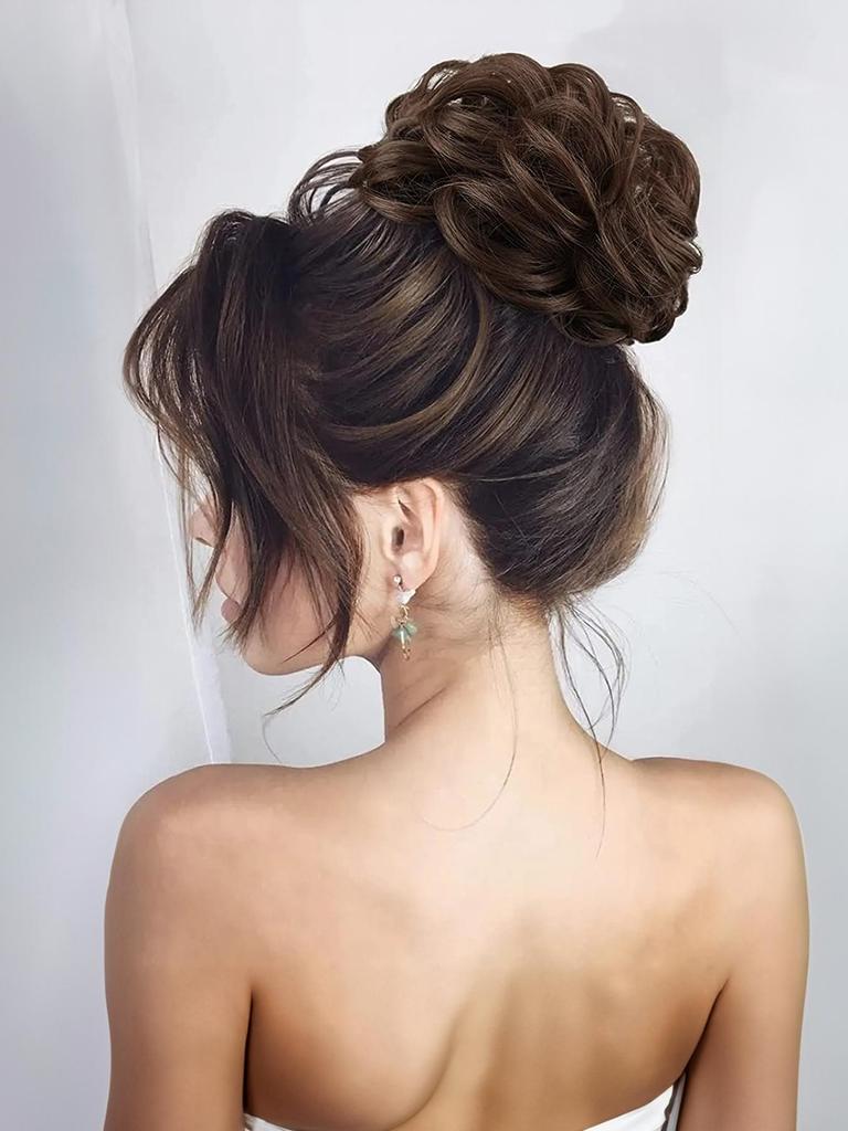 ALAN EATON Claw Clip Messy Bun Hair Piece for Women BLonde Synthetic Wavy Curly Ponytail Hairpiece for Daily Wear Multi-color Option 10 Inch