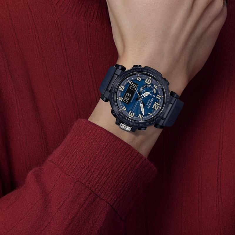 Casio CASIOPRO TREK Series-Disc Dual Display Series Temperature, Pressure and Altitude Measurement LED Light Solar Wave Outdoor PRW6600Y-2