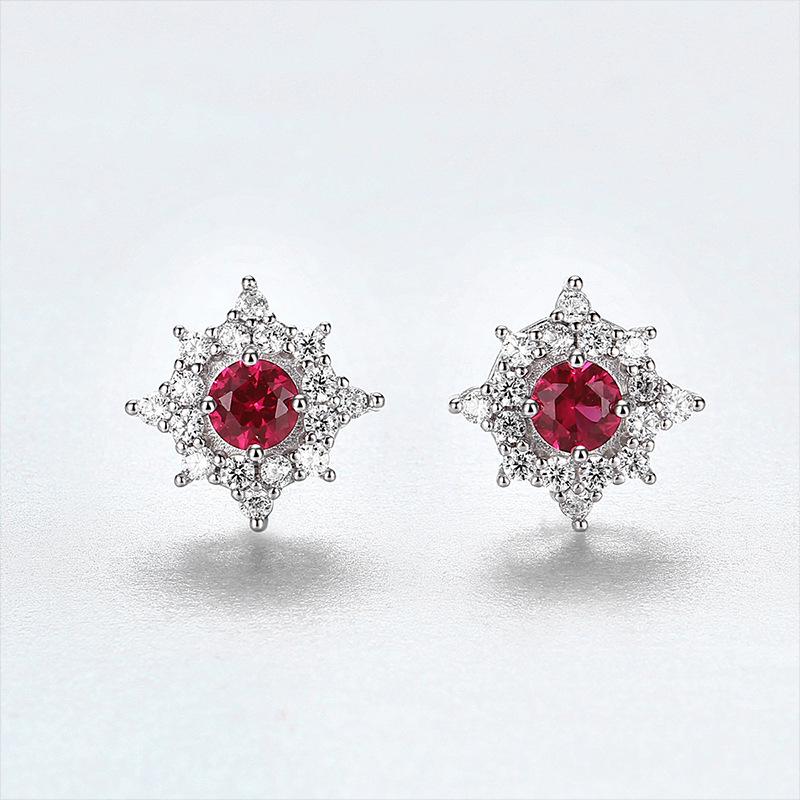 

Серьги PAG&MAG из стерлингового серебра 925 пробы с рубинами, легкая роскошь - Осветляющий подарок для девушки 925 Sterling Silver
