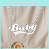 Elegant Stainless Steel Baby Letter Necklace Forever Love Gift For Valentine's Day