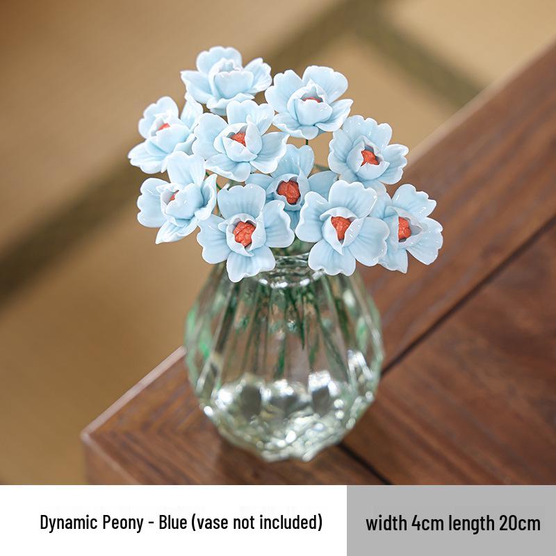 Traditional Jingdezhen Peony Ceramic Vase - Eternal Flower Simulation Decoration