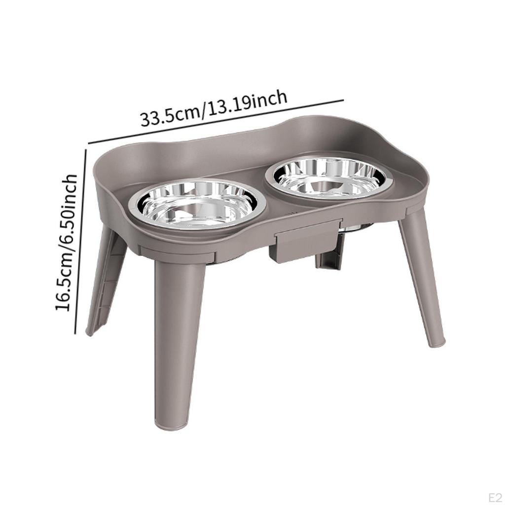 Elevated Dog Bowls Double Raised Anti Slip Feet Dish 2 Stainless Steel for Small Medium