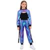 Girls Dance Clothing Set Glossy Metallic Workout Top and Pocket Pants Hip Hop Jazz Street Performance Outfit