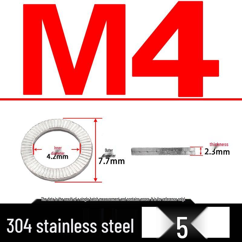 Double-Stacked Interlocking Toothed Anti-Slip Lock Washer 304 Stainless Steel DIN25201