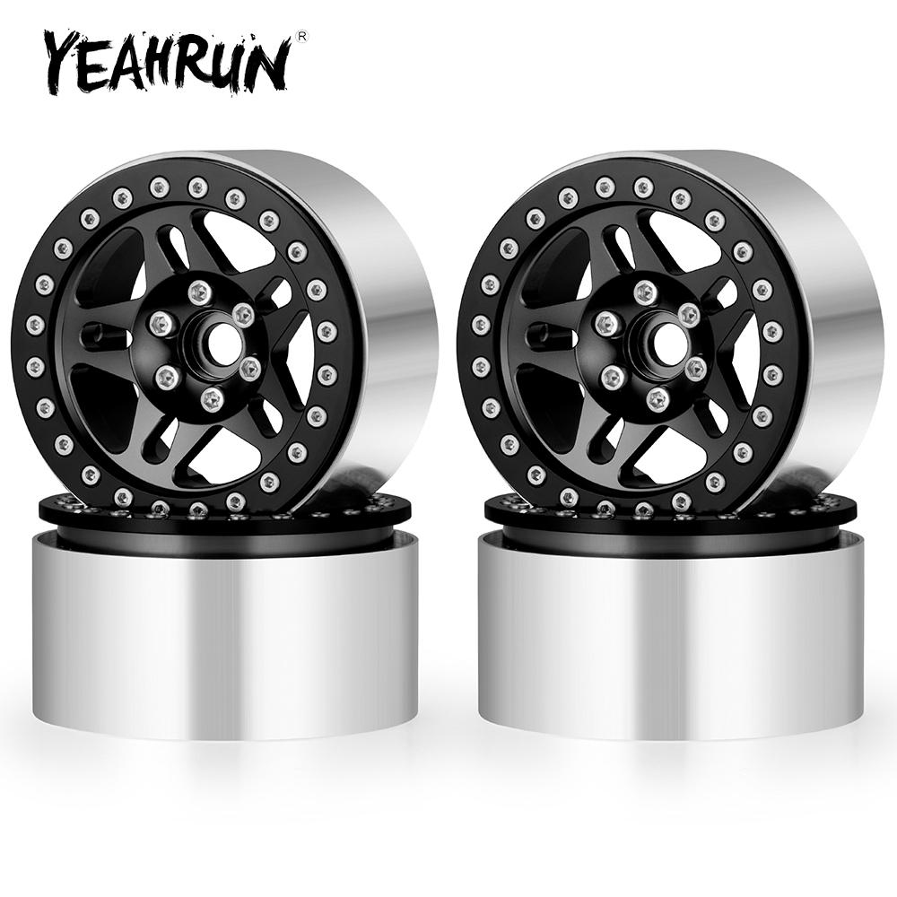 YEAHRUN 4pcs Aluminum Alloy Beadlock 2.2 inch Wheel Rims Hubs for Axial SCX10 Wraith TRX-4 1/10 RC Crawler Car Upgrade Part