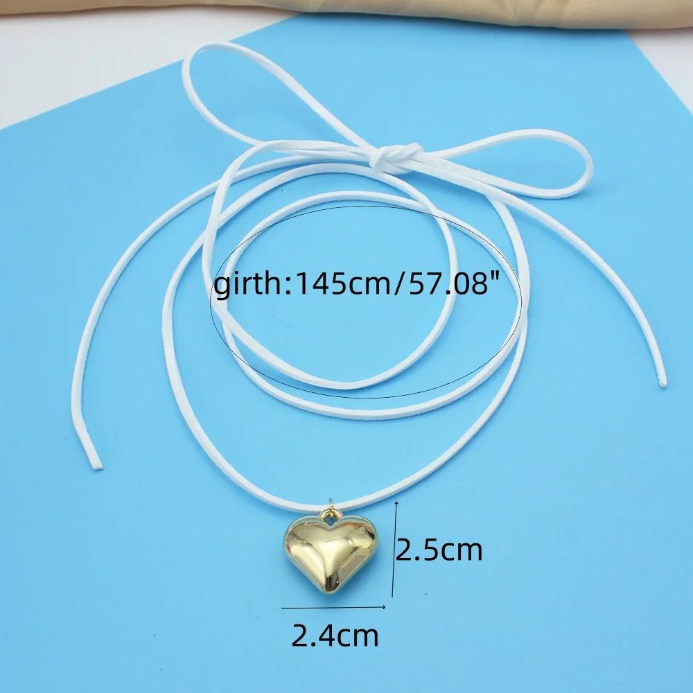 New Goth Black Velvet Big Heart Pendant Choker Necklace for Women Elegant Weave Knotted Bowknot Adjustable Chain Jewelry