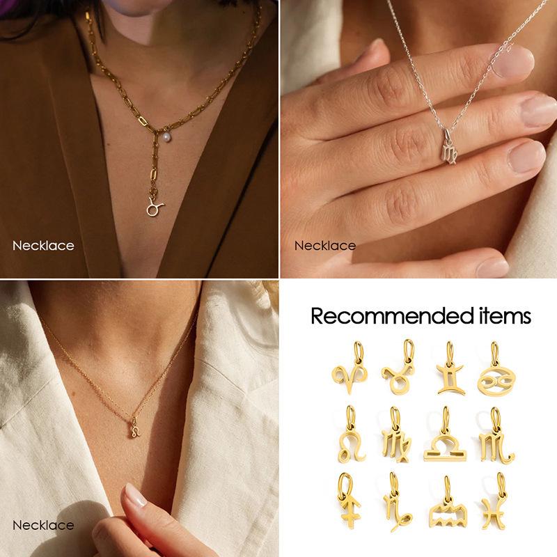 Stainless Steel Zodiac Jewelry Pendants for DIY Necklaces and Bracelets