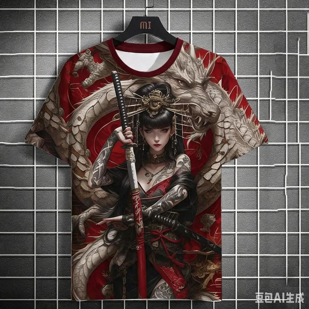 Harajuku Anime& Manga Girl 3D Print T‑Shirt, Unisex Summer Casual Tee, Crew Neck Short Sleeve, Kids Fashion Graphic T‑Shirt