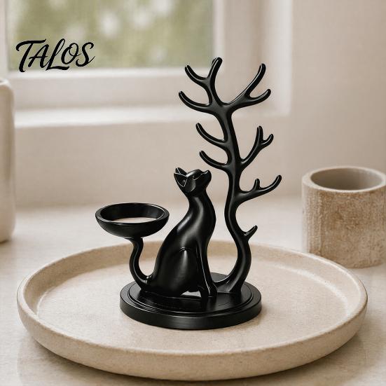 Decorative Trinket Tray Cute Cat Tree Branch Jewelry Organizer, 3D Printed Earring Bracelet Hair Bedroom Dresser Decor Tie Storage Holder, Display