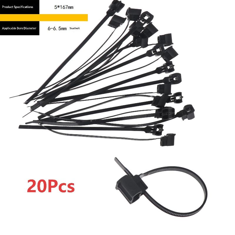 20Pcs Nylon Plastic Push Mount Cable Zip Ties Self Locking Wire Harness Fastener Clips For Car Automotive Wiring Management