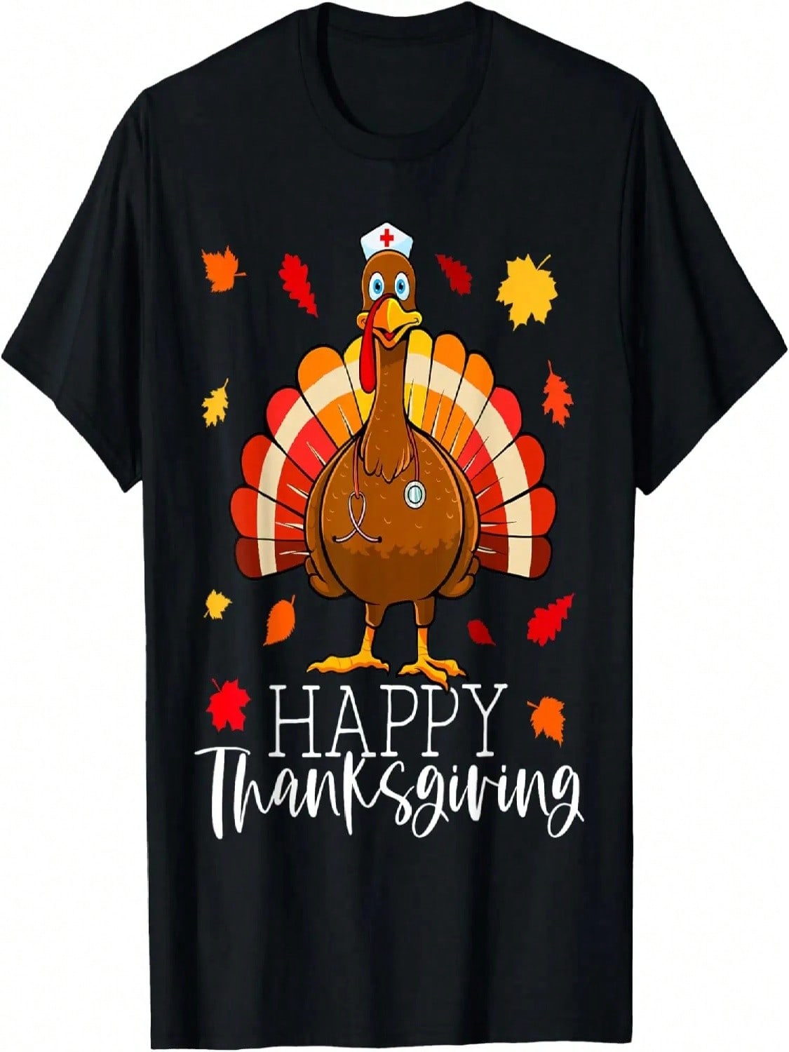 Thanksgiving Scrub Women Nurse Turkey Holiday Nursing RN T-Shirt S разноцветный