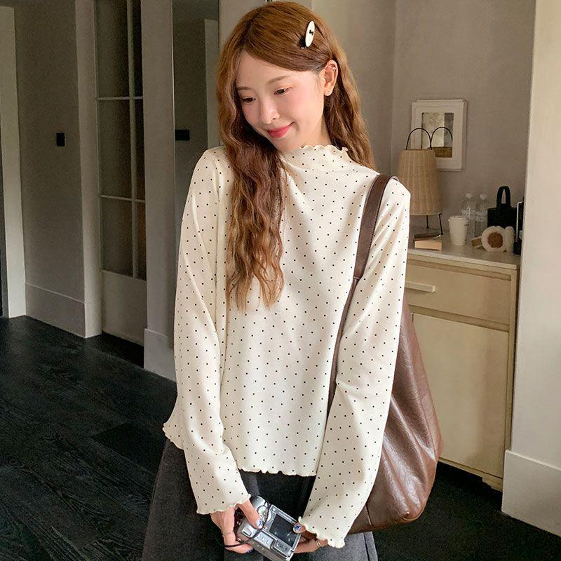 

Autumn/Winter Slim Fit Long-Sleeve Top for Women - Spicy Girl Style, Flattering and Versatile Small білий