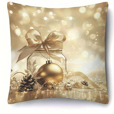 Home Decor Christmas Decorative Pillows With Sparkling Ornaments Pattern Cushion Cover Suitable For Sofa Bedroom Car Pillow