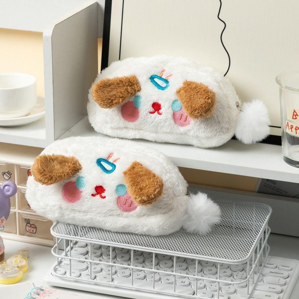 Large Capacity Pen Bag Puppy Shape Multi-functional Stationery Storage Bag Pen Box Students Gift